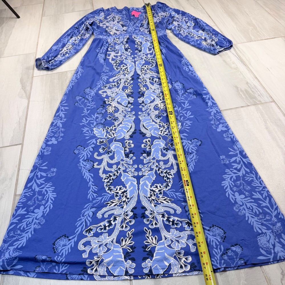 Lilly Pulitzer Wexlee Long Sleeve Maxi Dress Alba Baja Blue Cove Size 6 - Picture 3 of 9